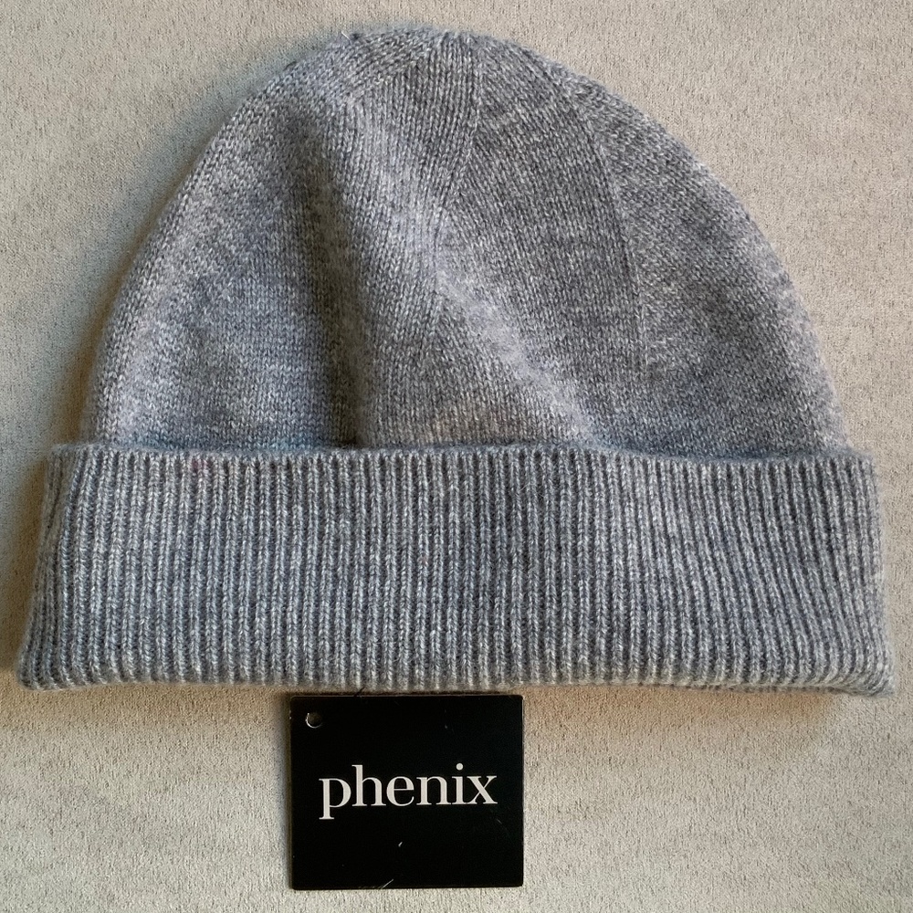 Phenix 100% Cashmere Knit Jersey Hat in Grey Color OS NWT